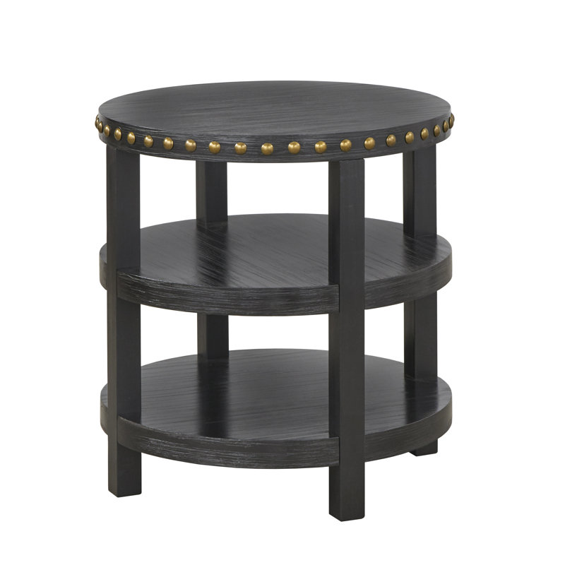Sansa Solid Wood End Table, Black