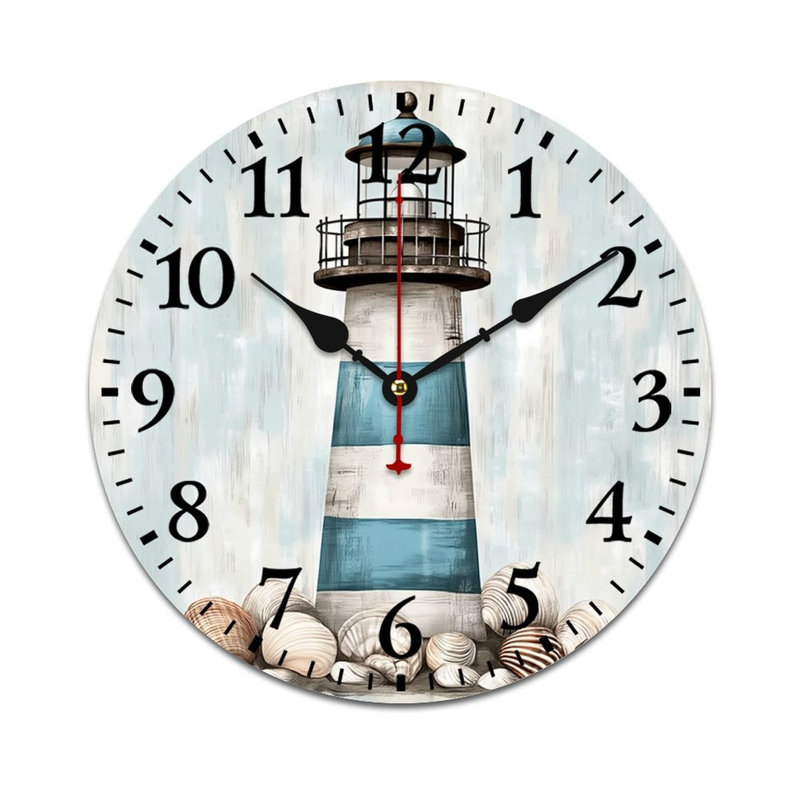 Décoration murale horloge ronde 12 po x 12 po Coastal Blue White