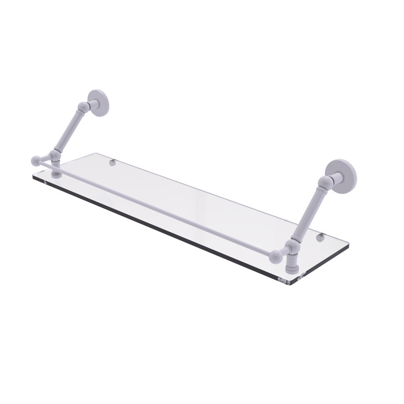 Tablette flottante Dalston avec barre de galerie, Blanc mat, H 8 po x l 30 po x P 8,6 po