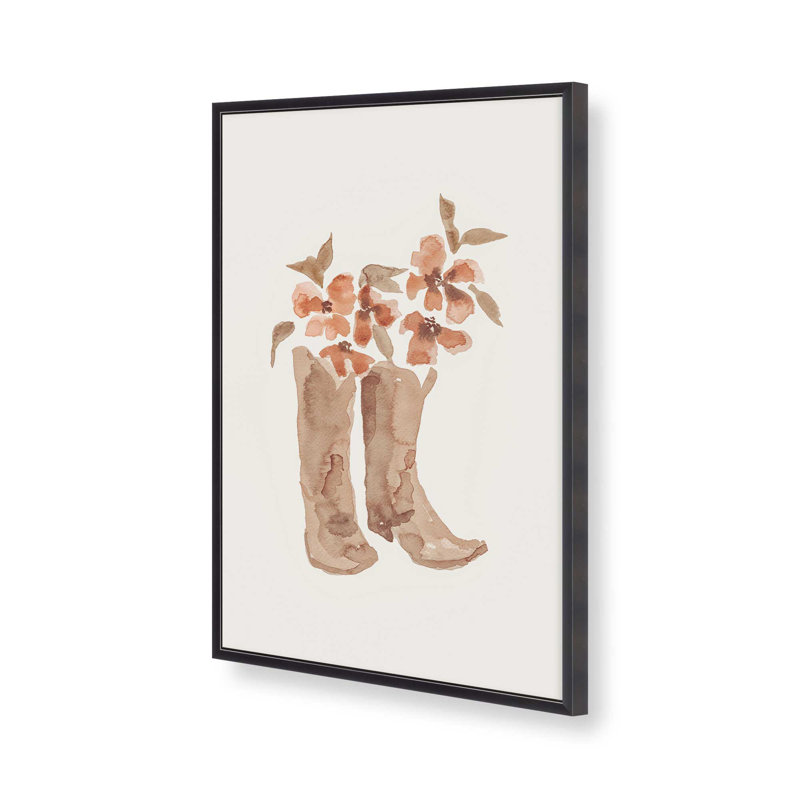 Imprimé de bottes de cowboy en fleurs, H 15,25 po x l 12,25 po, Zinc patiné