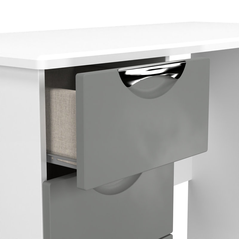 Bhodhini 3 Drawer Desk  (Ready Assembled), Dusk Grey/White
