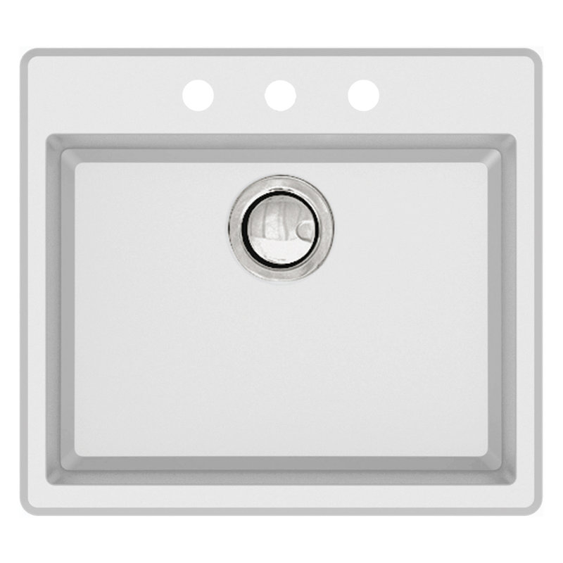 22.44'' L Single Bowl Granite Kitchen Sink, White, 3 Hole