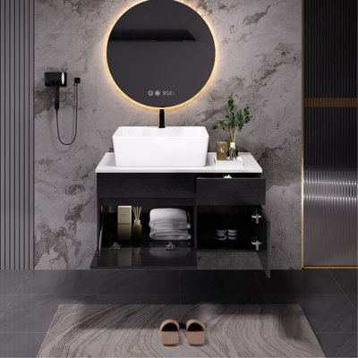 Petit meuble-lavabo flottant simple 31,5 pouces avec lavabo