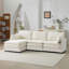Canapé moelleux 3 places: canapé modulaire 3 places + repose-pieds avec coussins en chenille + 2 coussins décoratifs - taille compacte pour appartement, salon, chambre à coucher