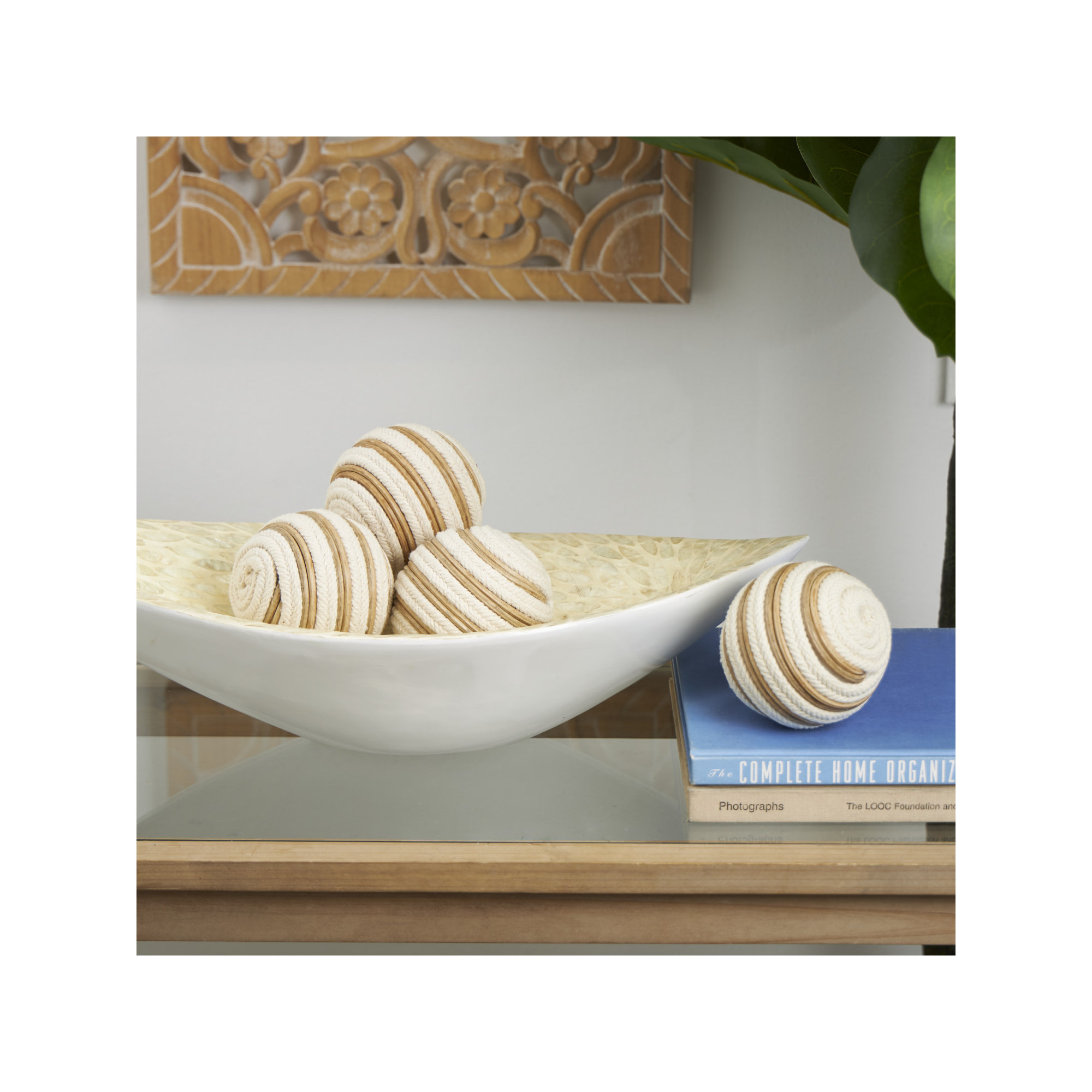 Maraca Orbs & Vase Filler, White/Brown