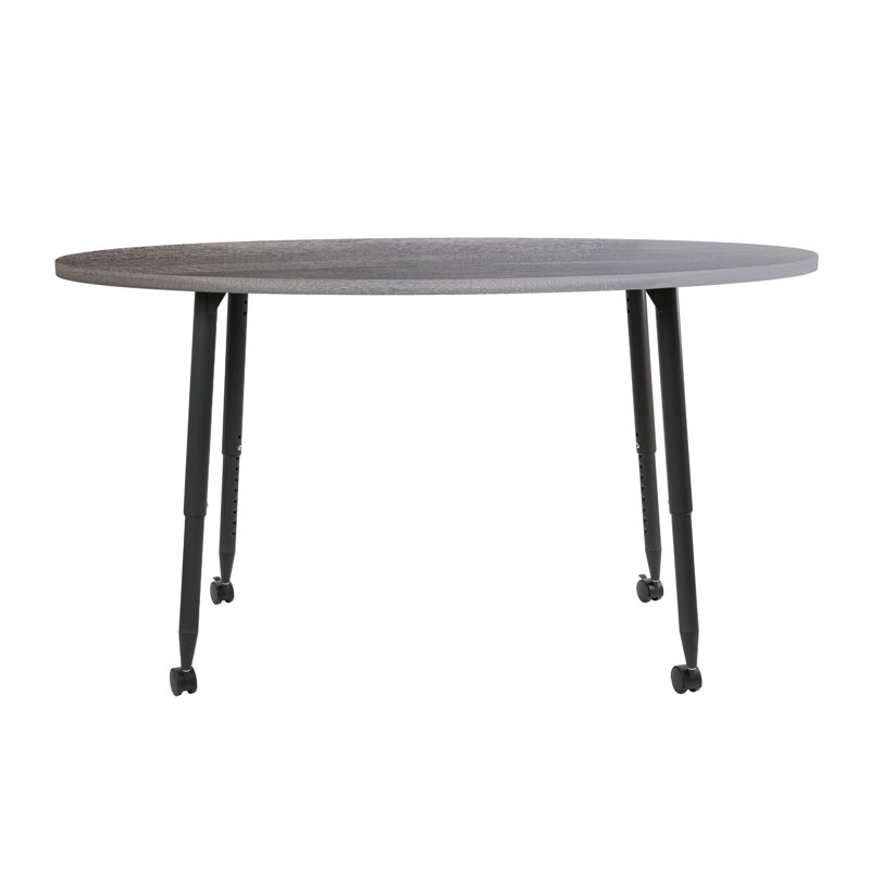 Table d'activité Adapte 30 x 60 ovale en grain de bois avec pieds ajustables, Bois gris, Noir
