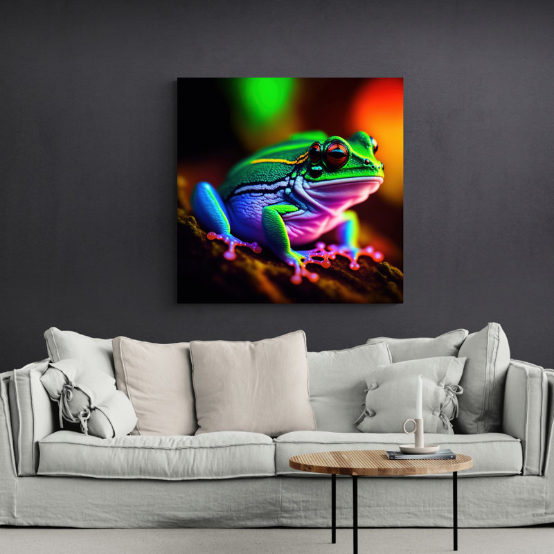 «Unreal Neon Tree Frog» par Stephen Chambers, impression sur toile tendue, L 36 po x H 36 po