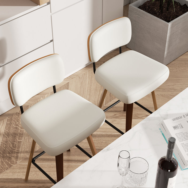 Tabouret pivotant rembourré à hauteur de bar, Beige