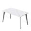 Table de salle à manger rectangulaire blanche moderne de 56,08 po, pieds en métal gris foncé, panneau en pierre frittée, peut accueillir jusqu'à 6 personnes - table esthétique et à faible perméabilité