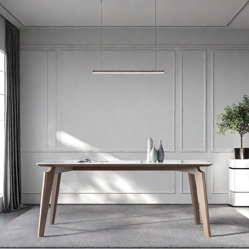 Nahel Solid Wood Base Dining Table, 29.5"H x 70.8"L x 35.4"W