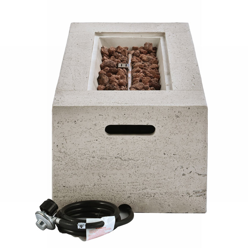 41.9'' 40000 BTU Outdoor Rectangular Propane Fire Pit with Stainless Steel Burner,Waterproof Cover, Beige