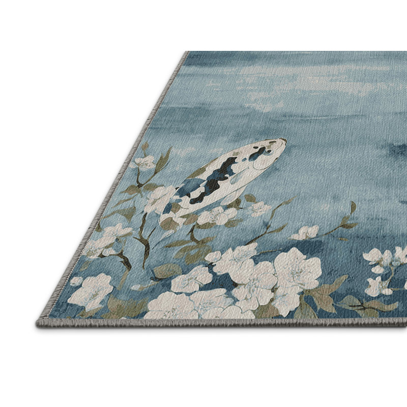 Machine Washable Gray Area Rug, Square 6'