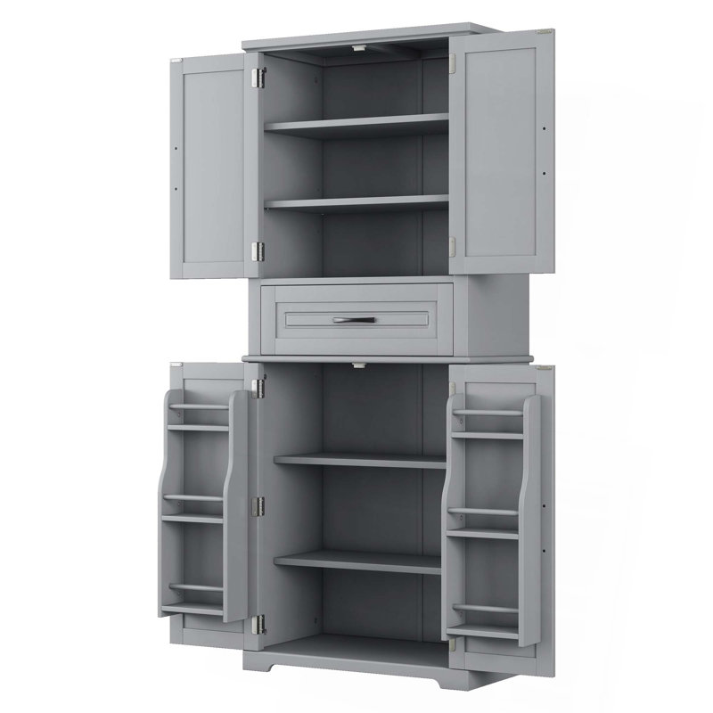 Bathroom Storage Cabinet with Multi-Functional Storage Space, Drawer with Slide Rails, Adjustable Shelf, Gray
