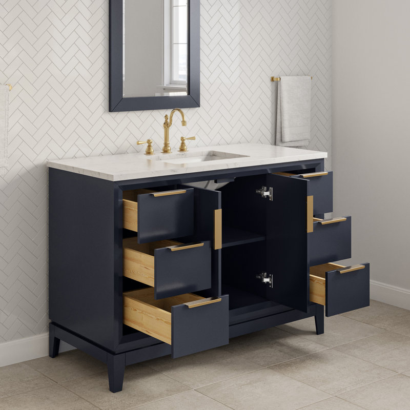 Elizabeth 48" Single Bathroom Vanity Set with Mirror, Monarch Blue, Gold