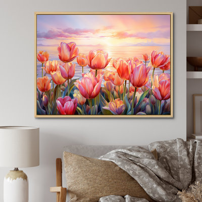 Tulipes coucher de soleil IV - Tulipes, art mural