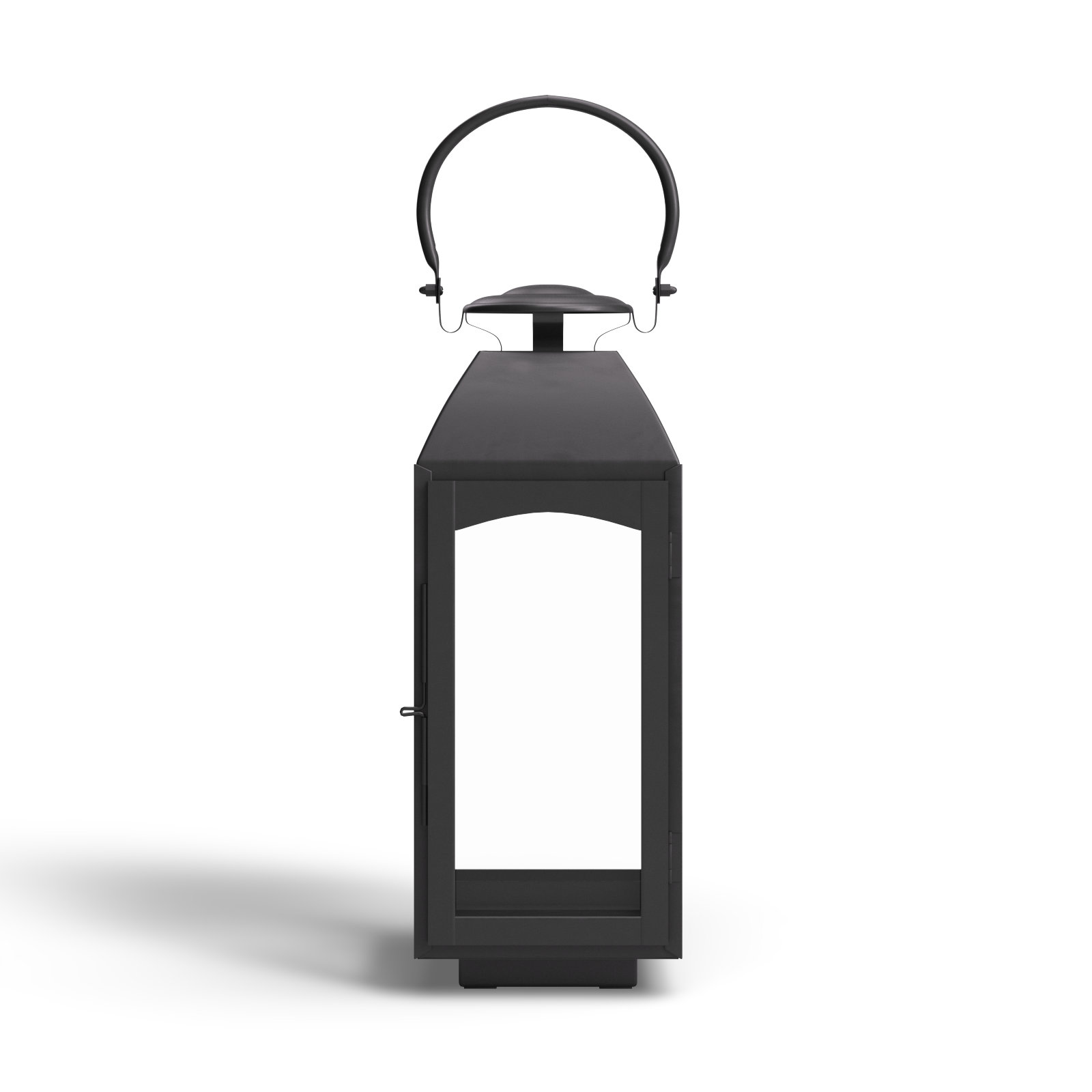 Furlane Iron Lantern Candle Holder, Black,  15.75" H x 6.5" W x 6.5" D