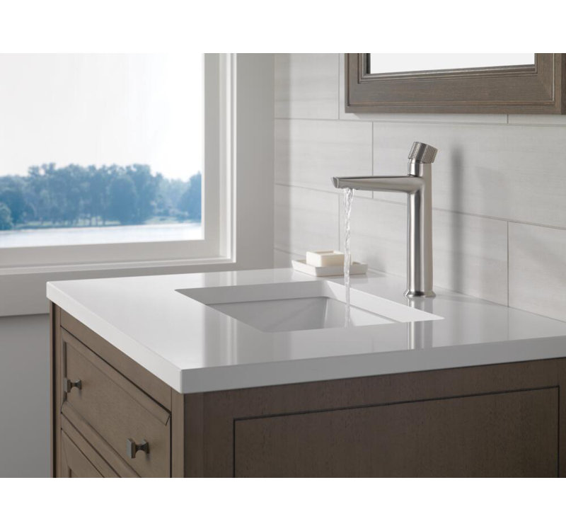Robinet de salle de bain monotrou avec ensemble de drain Galeon, Acier inoxydable Lumicoat