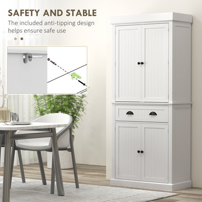 Armoire de cuisine 71 po avec capteur de mouvement, armoire de rangement haute avec 6 tablettes de porte, un tiroir et 4 tablettes réglables, pour le salon, la salle à manger