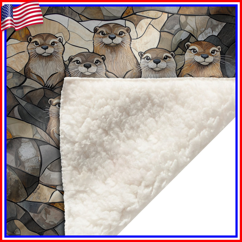 Otters Fleece Throw Blanket - Animals Throws for Sofas or Beds, 68in W x 80in H