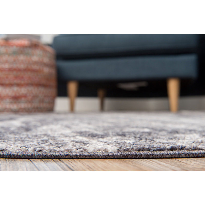 Tapis gris de style sud-ouest Mulvaney, Rectangle 2 pi 2 po x 3 pi