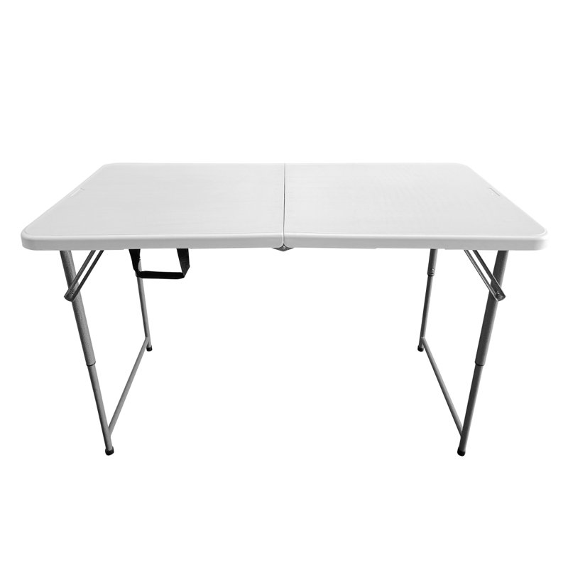 Table pliante à hauteur réglable en granit blanc Techni Home de 4 pi avec poignée facile à transporter