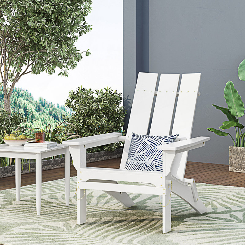 Chaise Adirondack pliable de conception rustique, Blanc