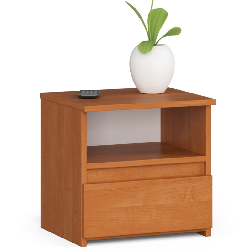 Resmi 40cm W Particle Board Bedside Table, Brown, Brown