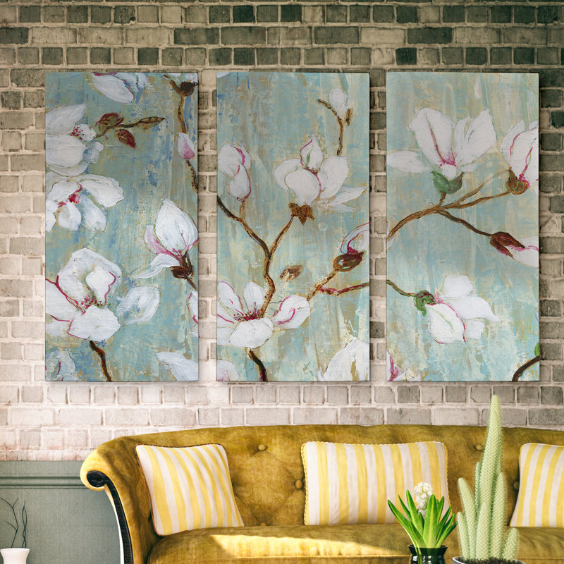 Dogwood Morning I - 3 pièces sur toile, H 32 po x l 48 po x P 1,5 po