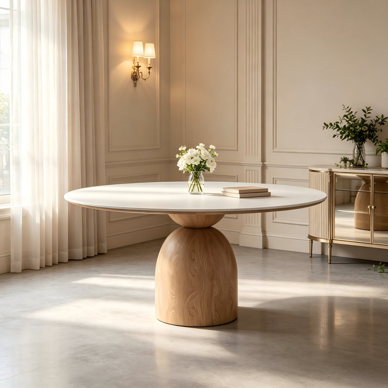 Table de salle à manger moderne en bois massif «Light Luxury», 29.5" H x 47.25" W x 47.25" D