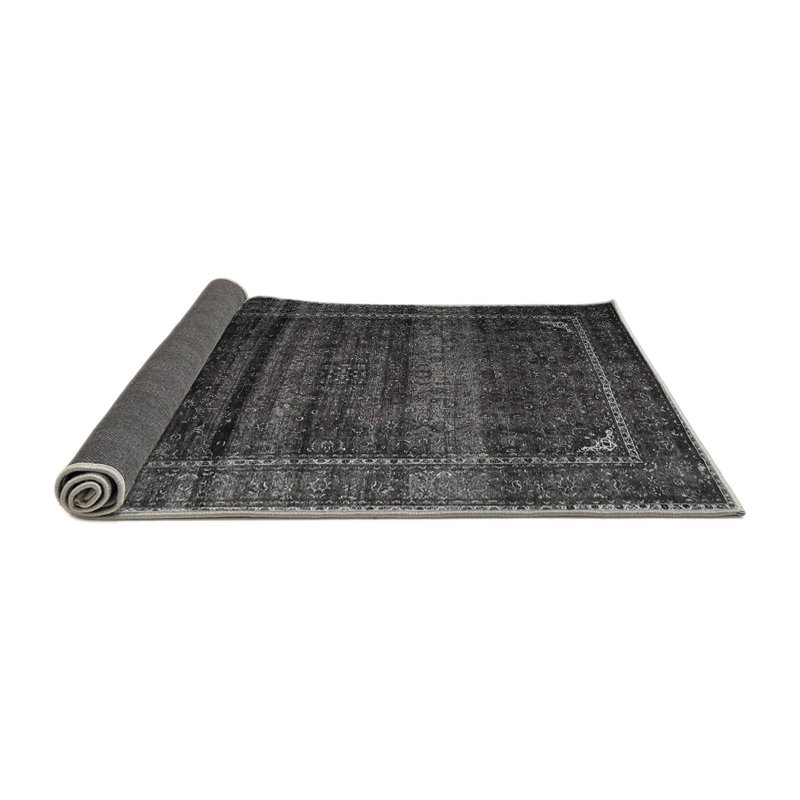 Tapis gris/beige traditionnel Lizard, Rond 5 pi