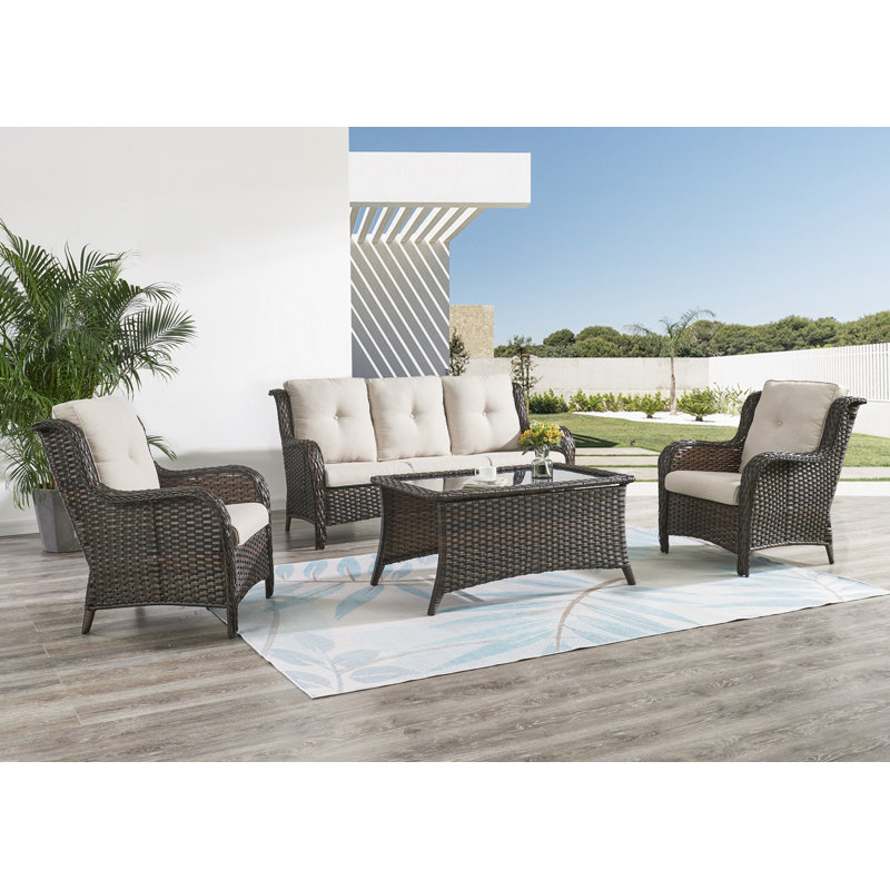 Carolina 5 - Person Patio Conversation Set with Cushions, Beige