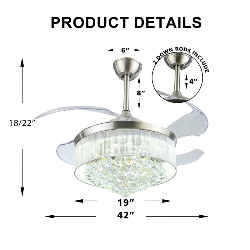 Kanishia 42'' Ceiling Fan with LED Lights