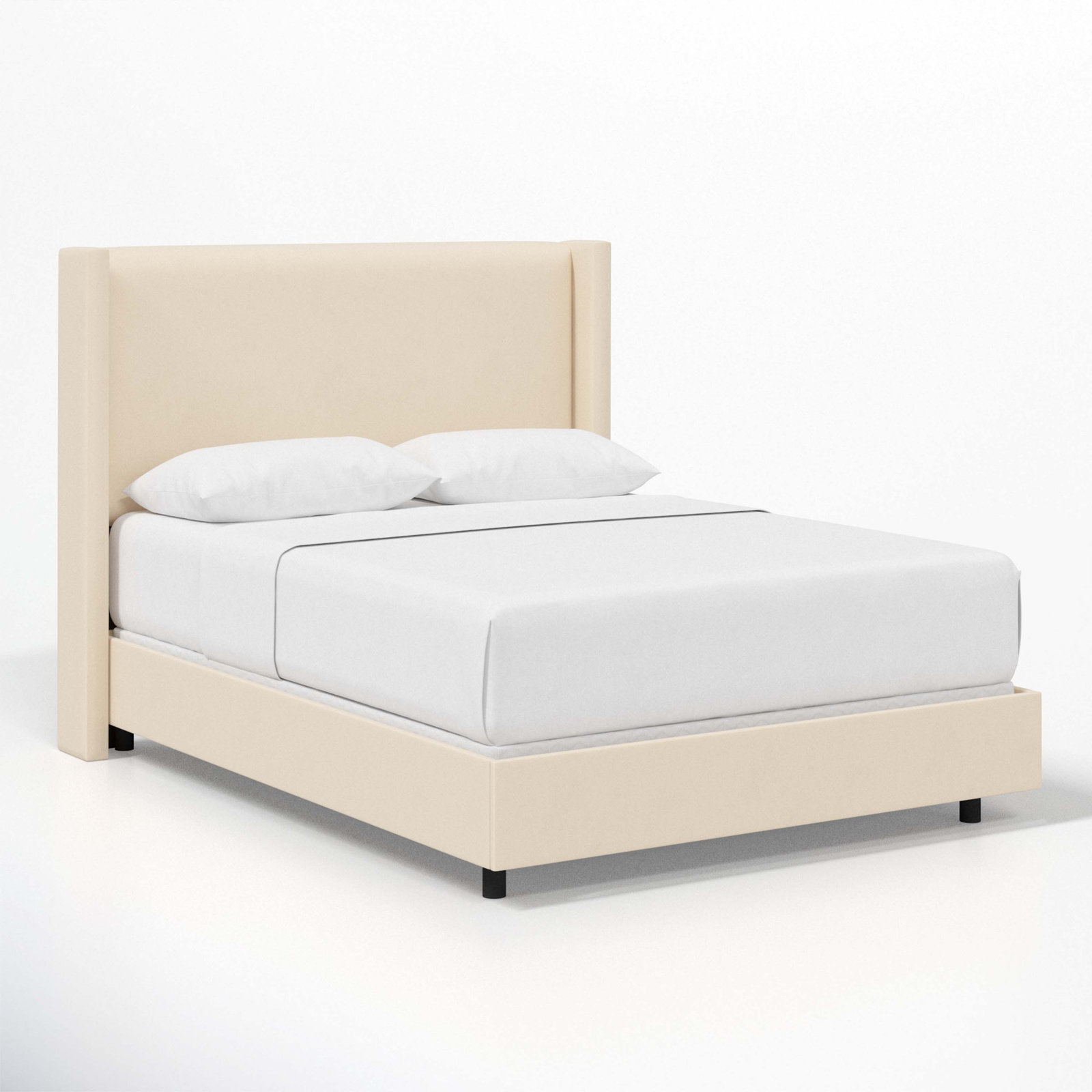 Hanson Upholstered Wingback Bed, King, Classic Pearl Performance Velvet