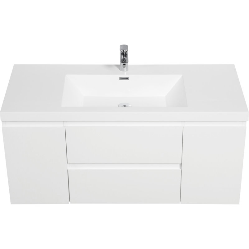 48" Floating Bathroom Vanity With Sink, Blanc