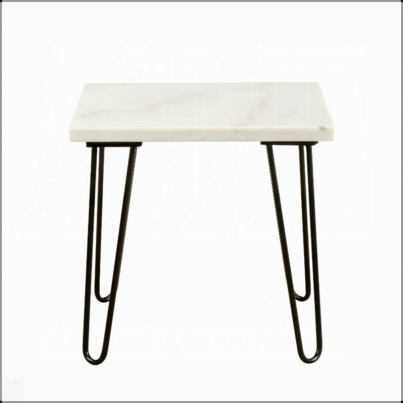 Table de bout en marbre blanc Modern Elegance, White, Black