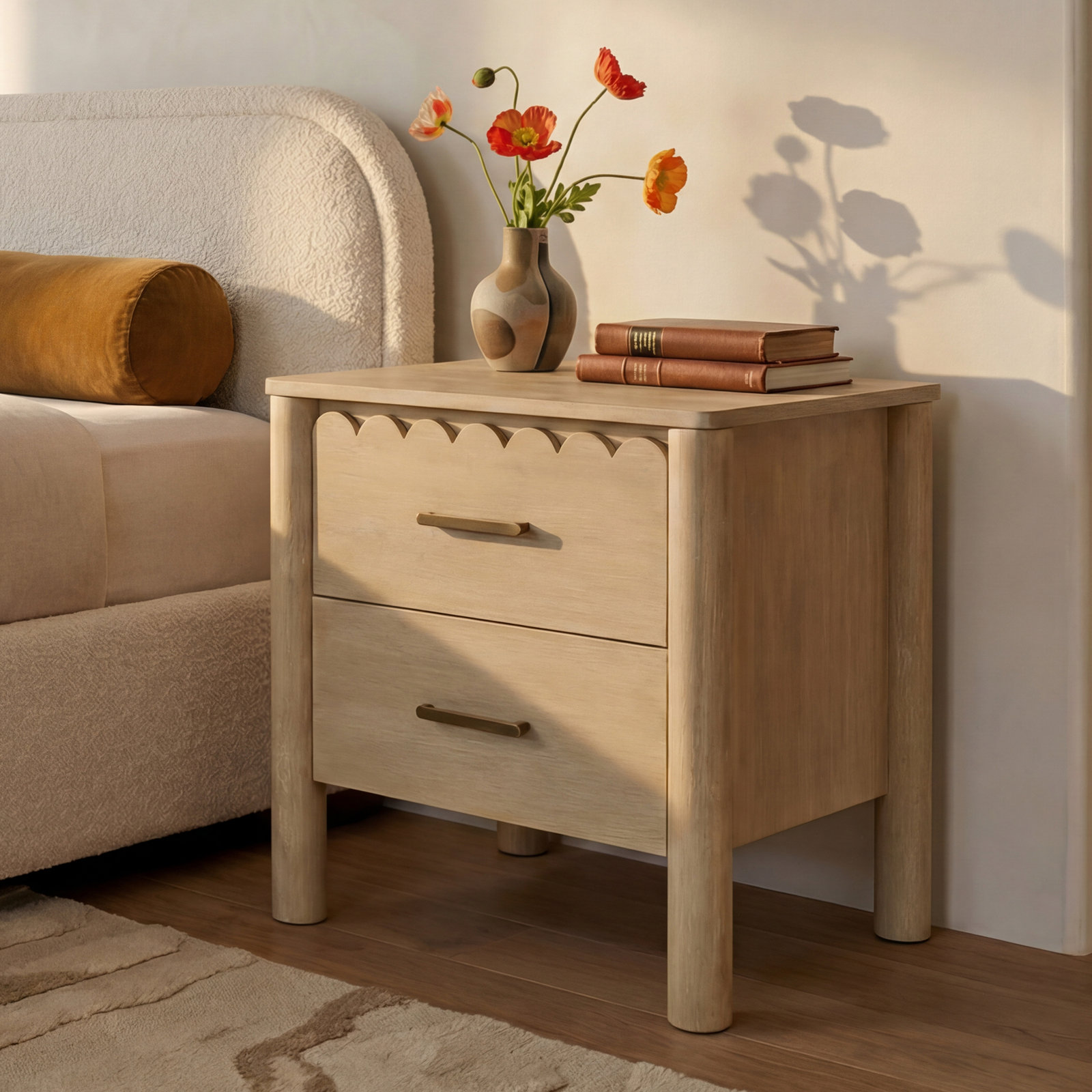 2-Drawer Natural Mango Nightstand