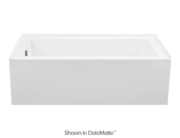 Cameron 2 DoloMatte 60" x 30" Alcove Soaking Solid Surface Bathtub, 20.5" H x 66" W x 32" D, Right