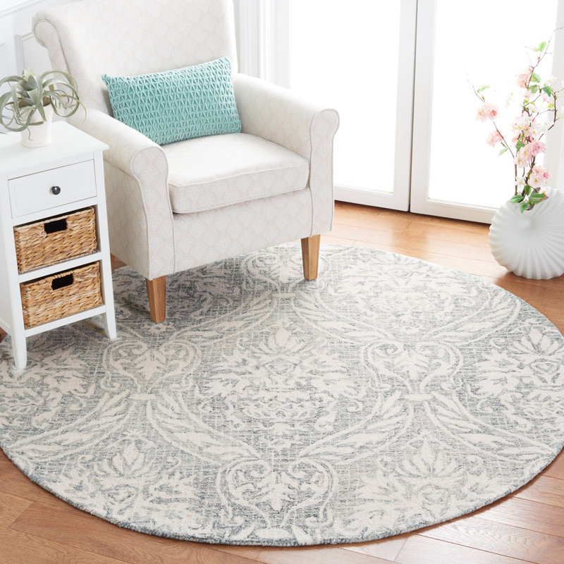 Tapis abstrait ivoire / gris Ladwige 204, Rond 6 pi