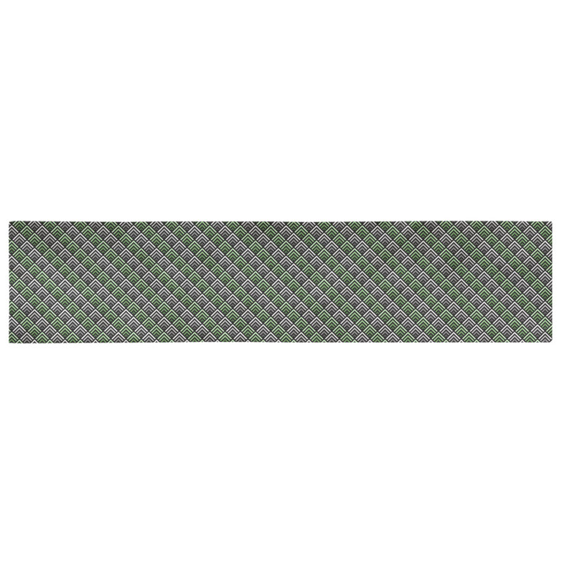 Chemin de table géométrique Avicia, 91,5 po x 17,5 po, Vert / Gris, Coton