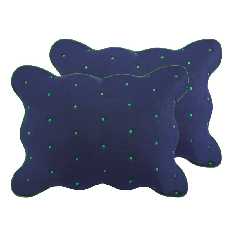 kate spade new york Scalloped Edge Full/Queen Quilt Bedding Set, All Season 3-Piece Set, Navy, Queen Quilt + 2 Shams, Navy
