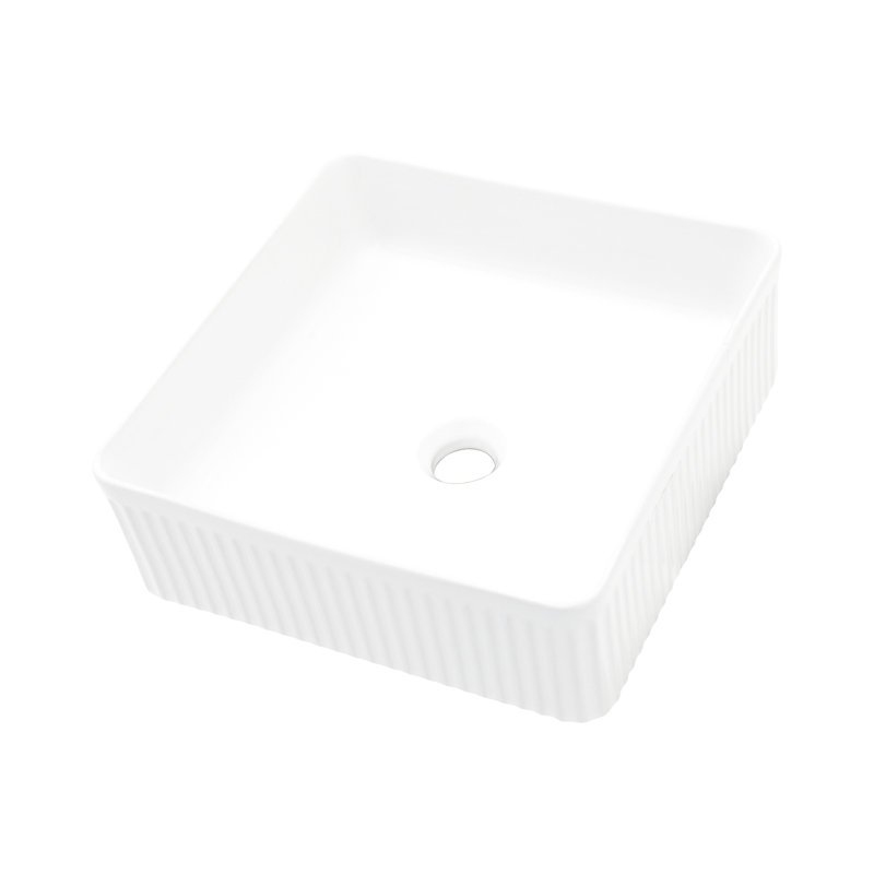 Midhurst Modern Ceramic Square Vessel Sink Bathroom 16.1"X16.1" - White, Polished, For Office, , Home Acid , Home, Restaurant, Office