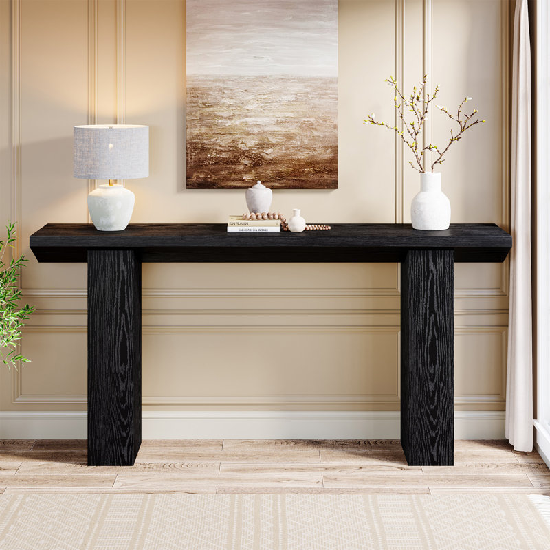 Ebern Designs 63-inch Long Console Table, Farmhouse Wooden Narrow Sofa ...