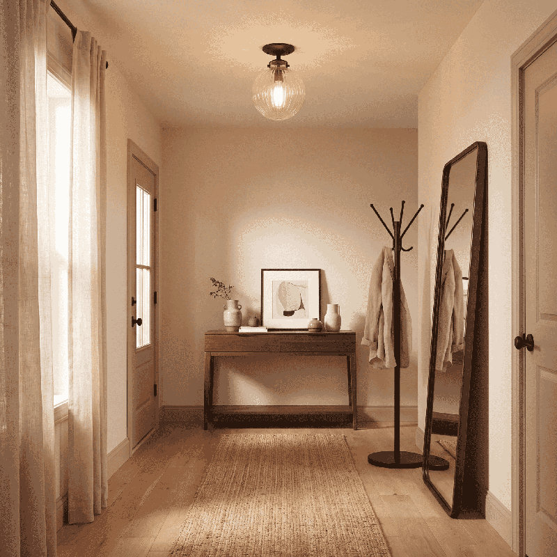 Kaydan 1-Light Dimmable Semi Flush Mount, Natural Brass