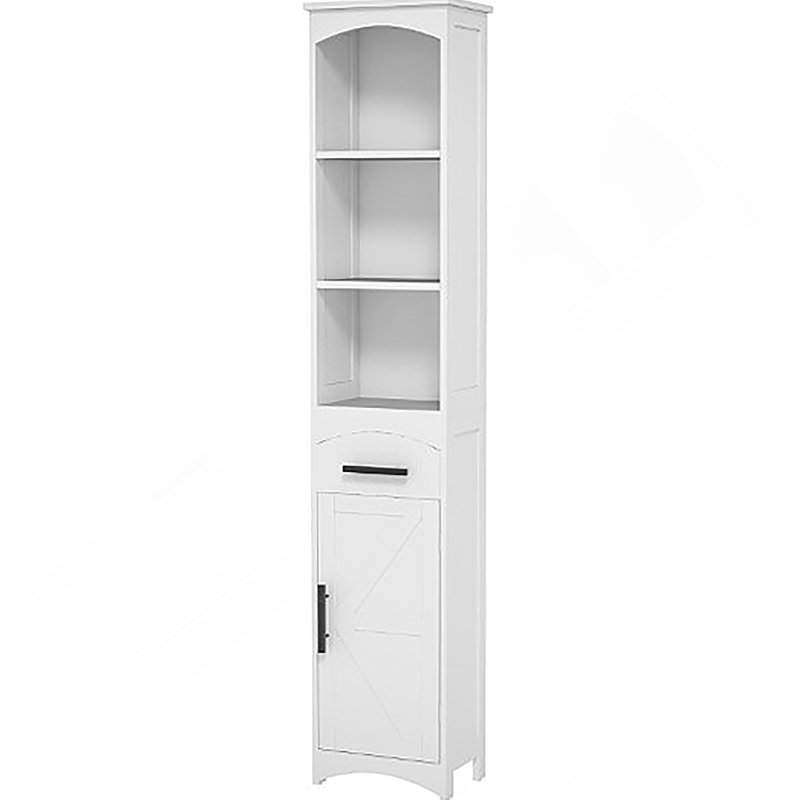 Narrow Cabinet With Drawer,Tall Slim Bathroom Storage Cabinet, White