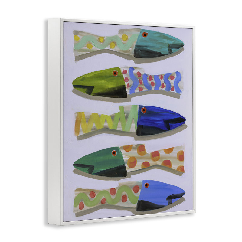 Wooden Fish Designs Framed Giclee Art by Jenny Westenhofer, Coastal White Framed Giclee, 14" H x 11" W