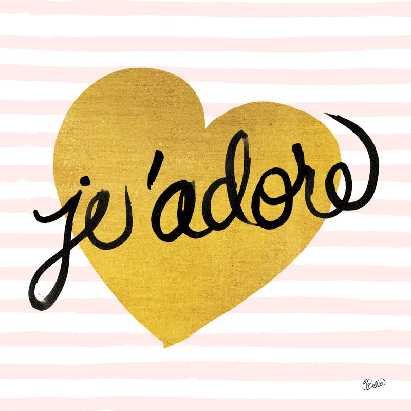 Jadore Black And Gold by Studio Bella - Wrapped Canvas Painting, 30cm H x 30cm W x 3.8cm D	