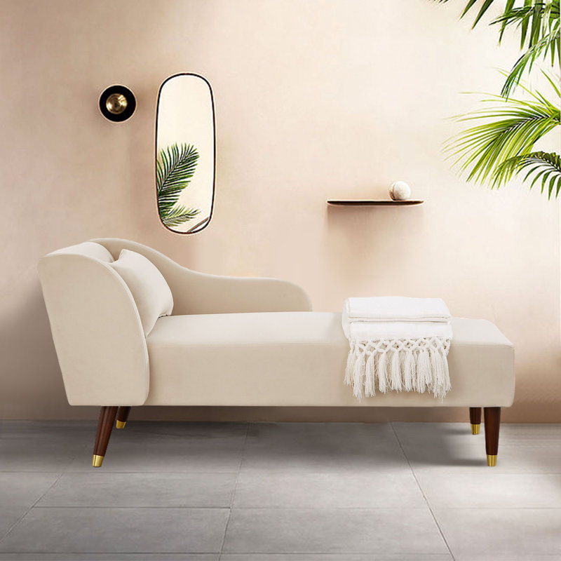 Revêtement en velours de chaise longue Modern, Velours beige