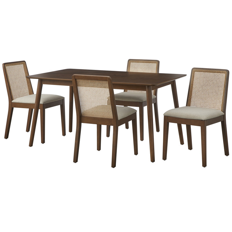 Newington Cane Dining Set, 5 Pieces: Table, 4 Chairs
