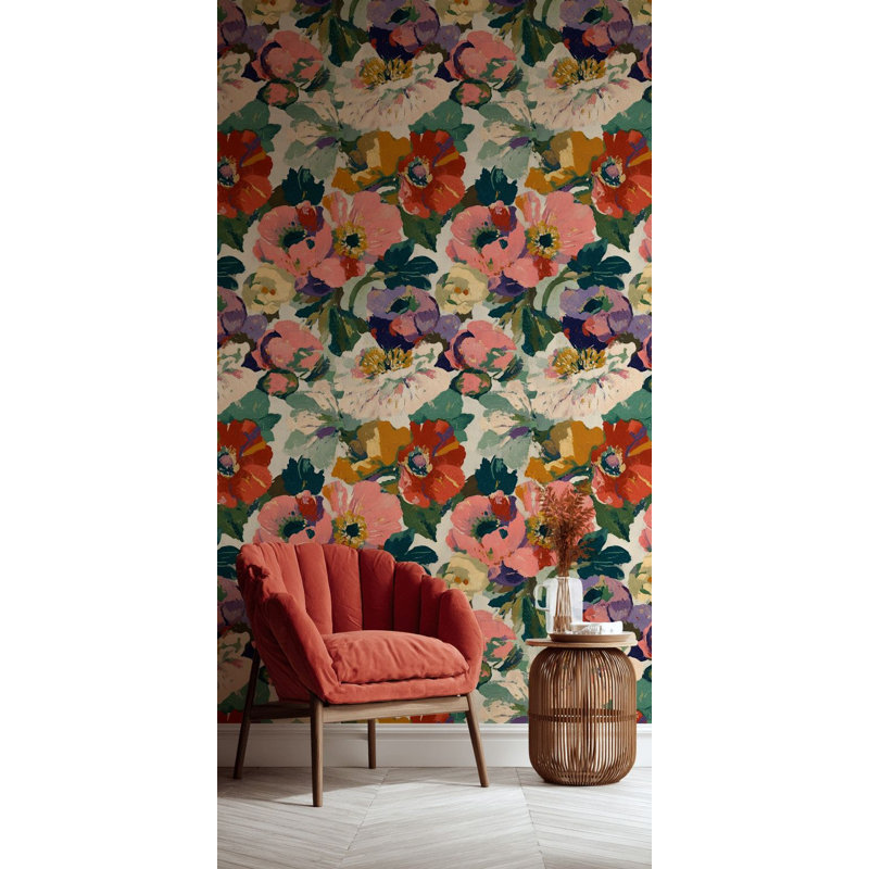 Papier peint floral rétro