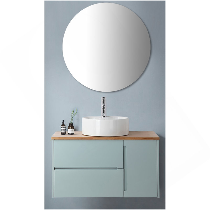 Bathroom Vessel Sink 15.7" X 5.7" Round Bowl Sink, Bathroom Countertop Round White Vanity Sink Basin,Ceramic Basin,Glossy White